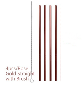 Reusable, eco-friendly, stainless steel Straws - 4 straws per pack