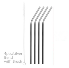 Load image into Gallery viewer, Reusable, eco-friendly, stainless steel Straws - 4 straws per pack