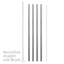 Load image into Gallery viewer, Reusable, eco-friendly, stainless steel Straws - 4 straws per pack