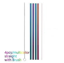 Load image into Gallery viewer, Reusable, eco-friendly, stainless steel Straws - 4 straws per pack