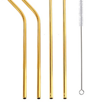 Load image into Gallery viewer, Reusable, eco-friendly, stainless steel Straws - 4 straws per pack