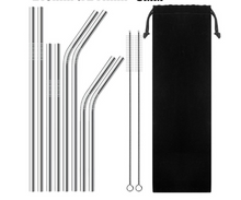 Load image into Gallery viewer, Reusable, eco-friendly, stainless steel Straws - 4 straws per pack